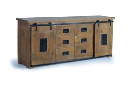Giner y Colomer Aparador de Madera de Mango y Metal, 80 x 190 x 45 cm, Industrial, Natural